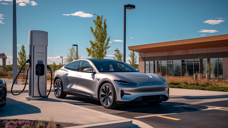 在充电桩边上充电的新能源汽车车辆房子摄影背景,高清,摄影图,摄影图片,图片大全,摄影图免费下载